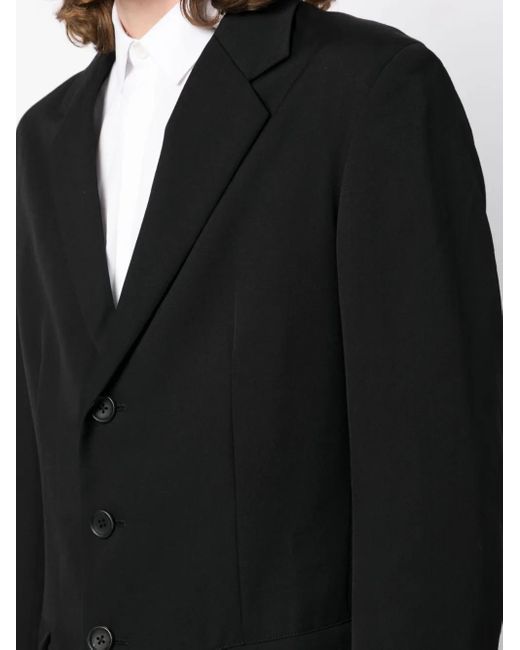 Yohji Yamamoto Black Single-Breasted Wool Blazer for men
