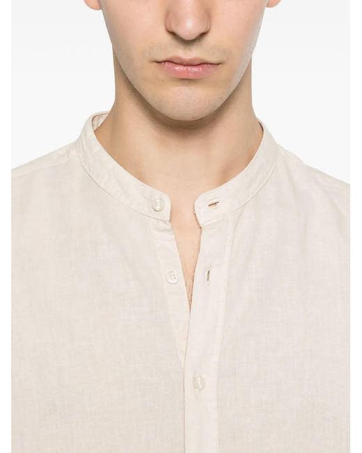 Imperial White Mandarin-Collar Long-Sleeve Shirt for men
