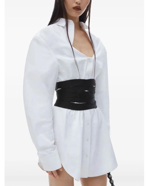 Alexander Wang White Mini Shirt Dress With Elastic Waist