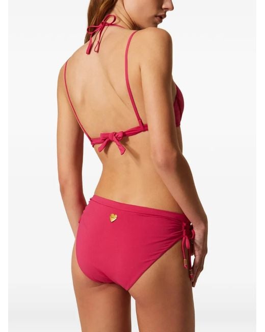 Twinset Red Push-Up Trompe L'Oeil Bikini Top