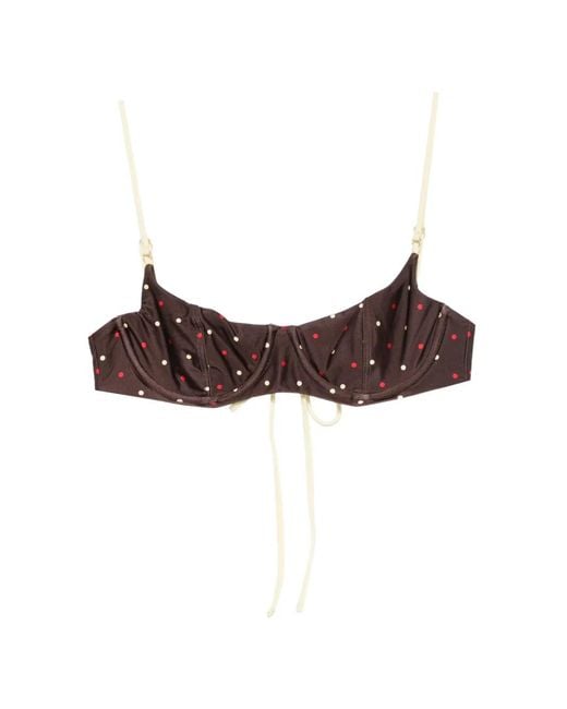 Frankie's Bikinis Brown Cola Polka-Dot Underwired Bikini Top
