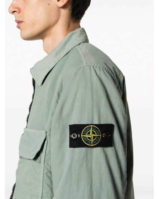 Stone Island Green Compass-patch Shirt Jacket for men