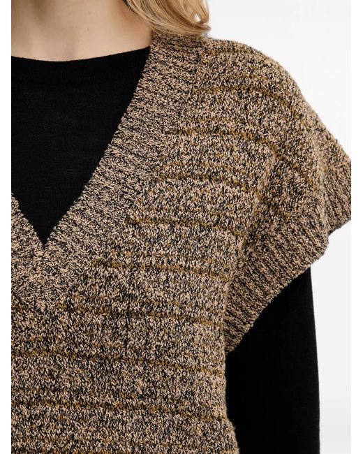 Sisley Black Striped V-Neck Sweater Vest