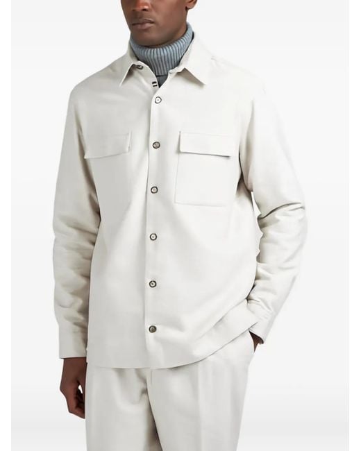 Paul & Shark White Flap-Pocket Shirt Jacket for men