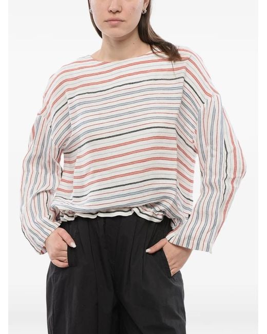 Woolrich Natural Striped Elastic-Hem Blouse
