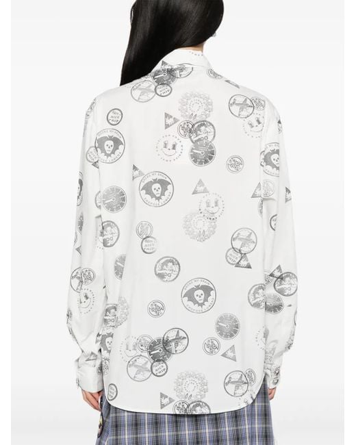 Chopova Lowena White All-Over Print Cotton Shirt