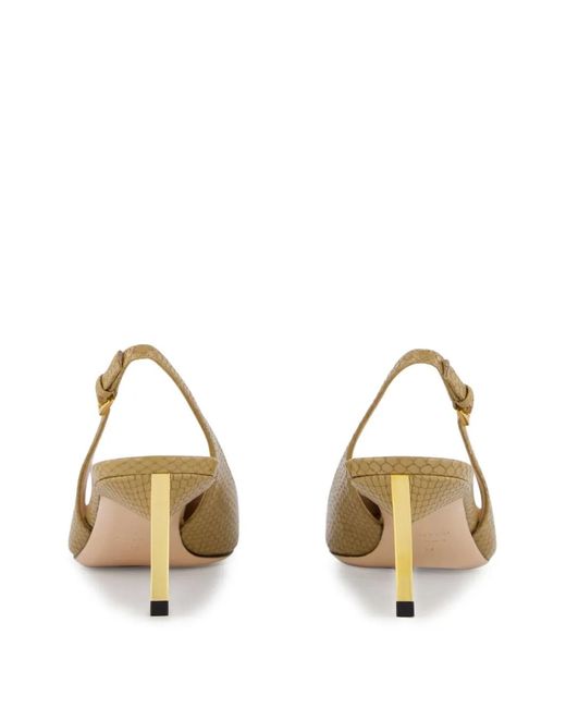 Tom Ford Metallic Snake-Embossed Slingback Pumps