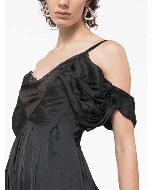 AZ FACTORY Black Off-Shoulder Lace-Panel Dress