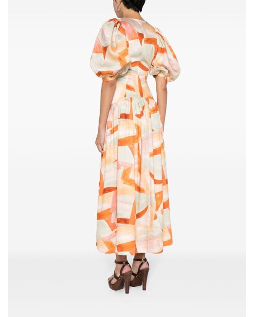 Acler Orange Princeton Kleid mit abstraktem Muster