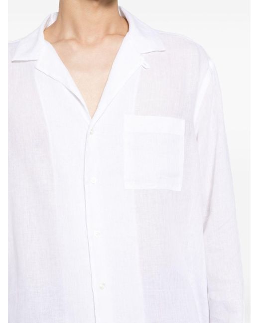 Lardini White Spread-collar Flax Shirt for men