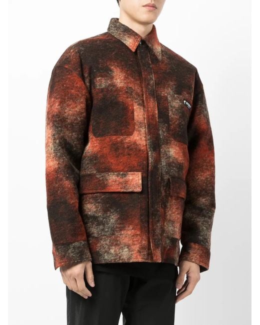 M I S B H V Brown Patterned Logo-Patch Shirt for men