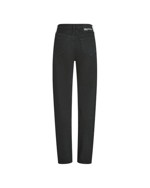 Karl Lagerfeld Black High-Rise Straight Coated Jeans