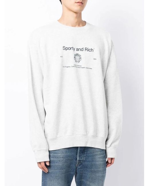 Sporty & Rich White Logo-Print Cotton Sweatshirt