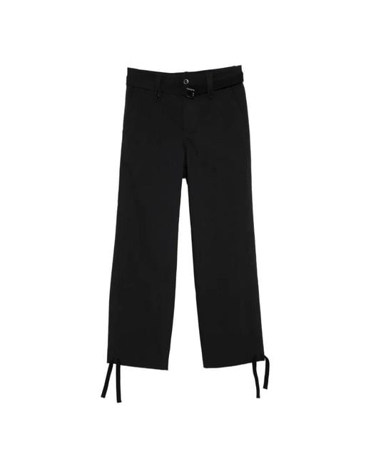 Sacai Black Belted Trousers for men