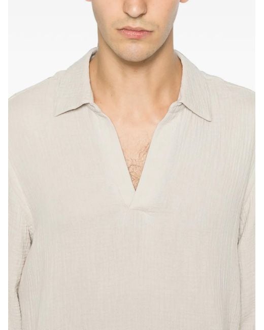 Mc2 Saint Barth White Ventotene Cotton-Goffer Long-Sleeved Shirt for men