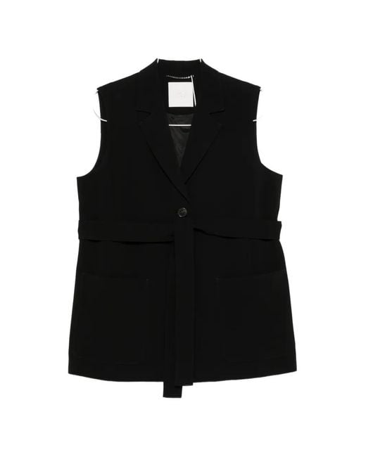 Marina Rinaldi Black Mrnanta Belted Sleeveless Gilet