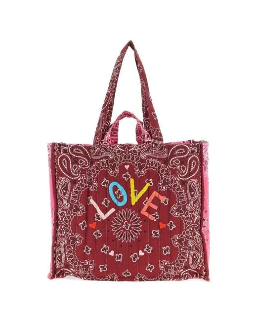 Call it By Your Name Red Maxi Cabas Quilted Tote Bag