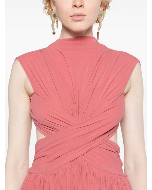 Philosophy Di Lorenzo Serafini Pink Wrap-design Tulle Maxi Dress