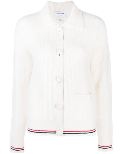 Cárdigan con detalle de rayas RWB Thom Browne de color White