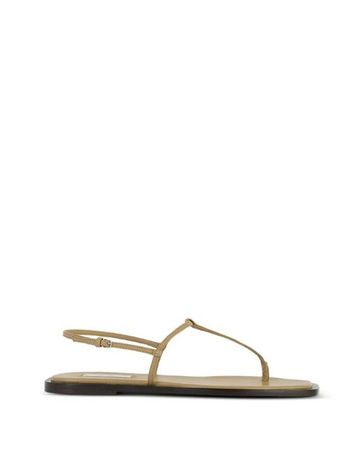 Totême White T-Strap Leather Sandals