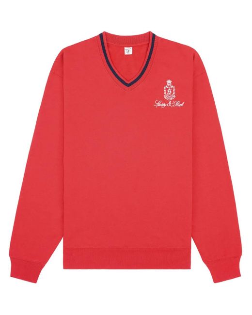 Sporty & Rich Embroidered-Logo Cotton Sweatshirt