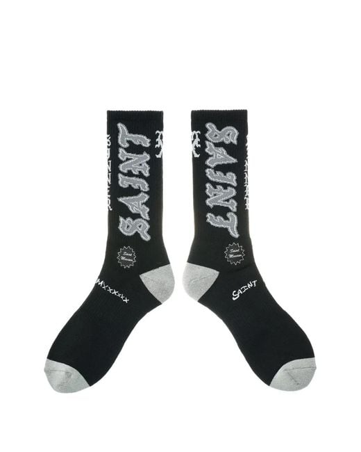 SAINT Mxxxxxx Black Ribbed-Knit Socks for men