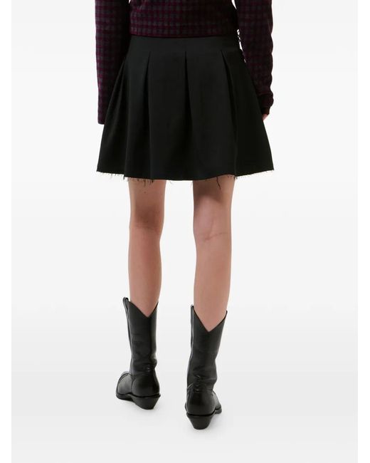 Our Legacy Black Object Frayed Pleated Skirt