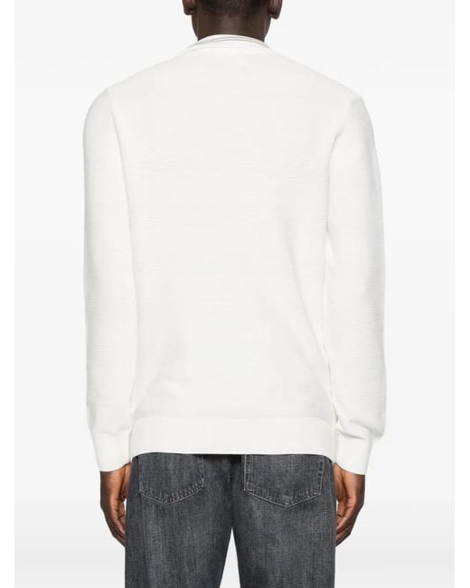 Gant White Quarter-Zip Ribbed-Knit Sweater for men