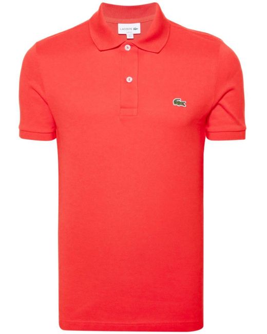 Lacoste Logo-patch cotton polo shirt in Red für Herren