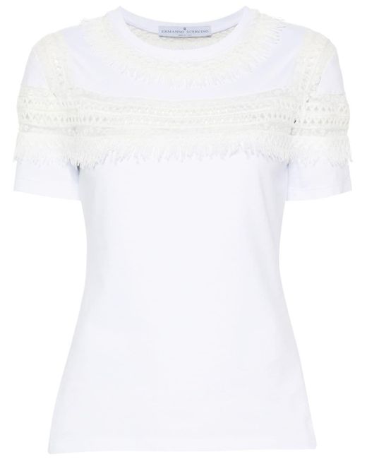 Ermanno Scervino White Frayed Cotton T-shirt