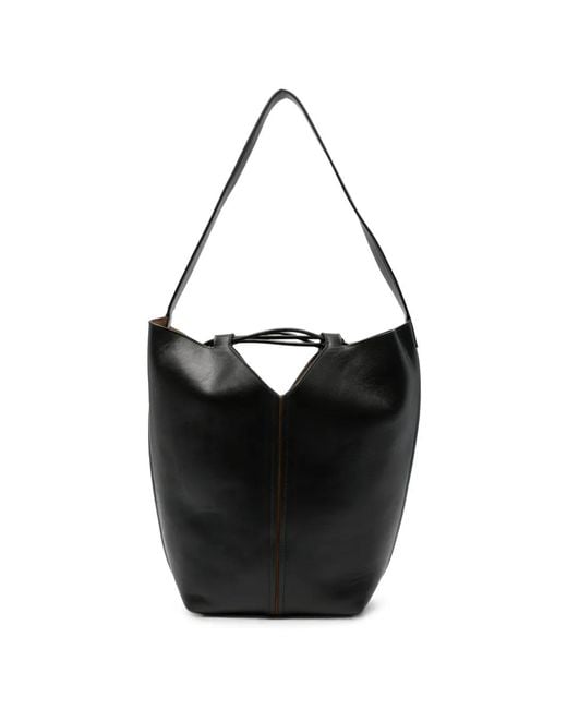 Hereu Black Riba Leather Bucket Bag