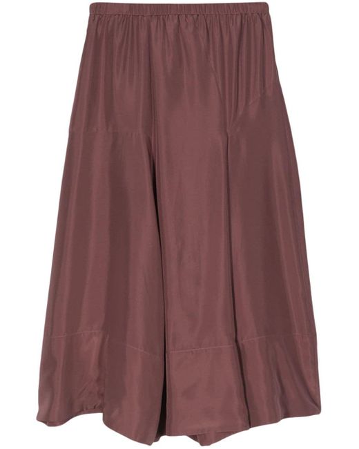 Tibi Purple A-line Midi Silk Skirt