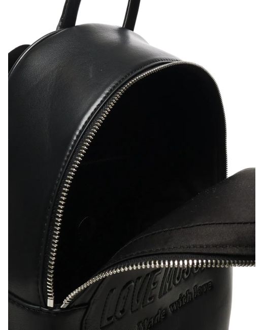 Love Moschino Black Rucksack mit Logo-Schild