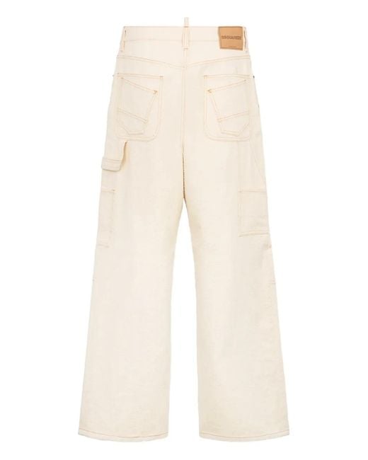DSquared² Natural Raw Wash Shiny Baggy Carpenter Jeans for men