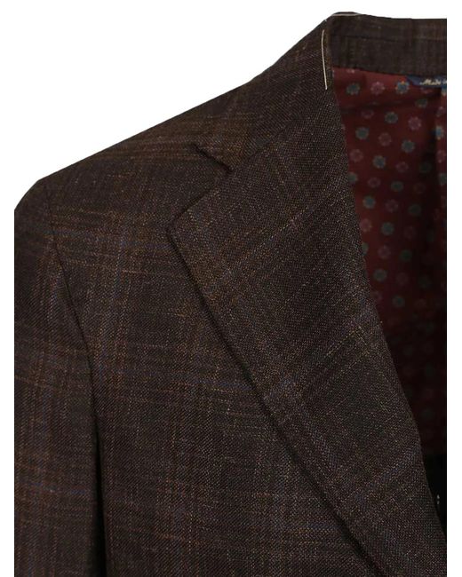 Al Duca D'aosta Black Checked Single-Breasted Blazer for men
