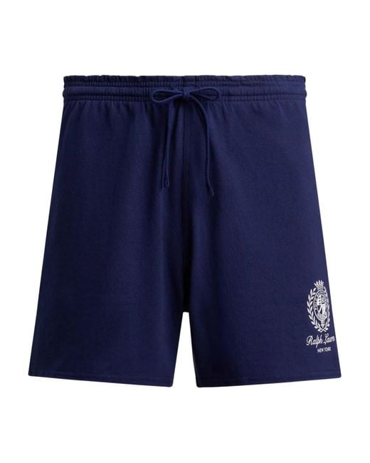 Polo Ralph Lauren Blue Relaxed-Fit Heavyweight Cotton Jersey Shorts With Printed Logo Graphic for men