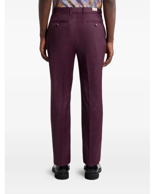 Etro Purple Paisley Jacquard Trousers for men