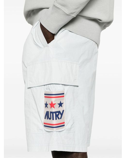 Autry White Logo-patch Elasticated Cargo Shorts for men