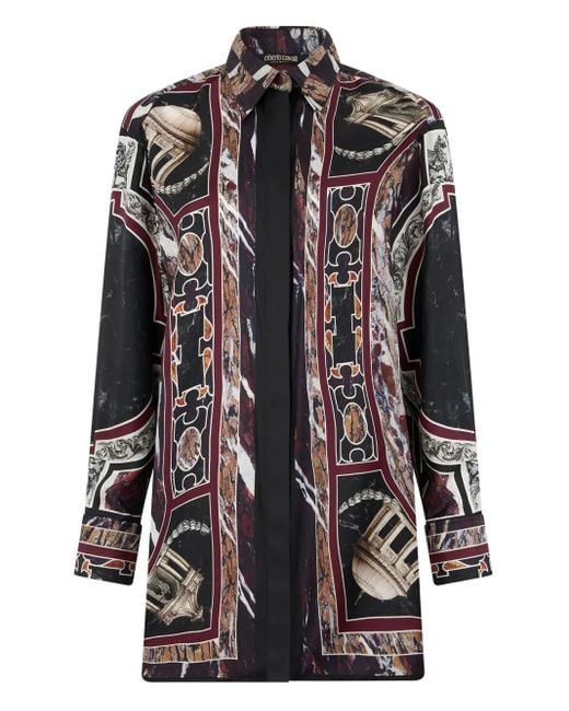 Roberto Cavalli Black Marble-Print Shirt