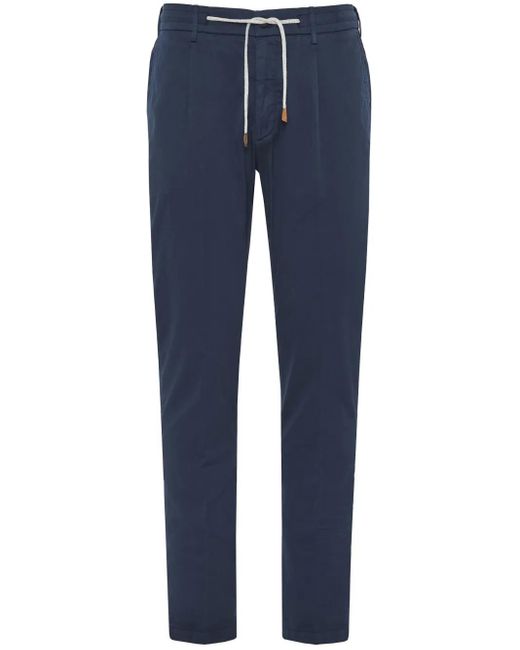 Eleventy Blue Drawstring Straight-Leg Trousers for men