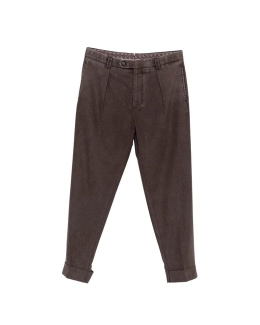 Berwich Gray Chiaia Pleated Turn-Up Trousers for men