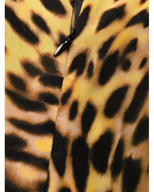 Stella McCartney Brown Leopard-Print Silk Flounce Dress