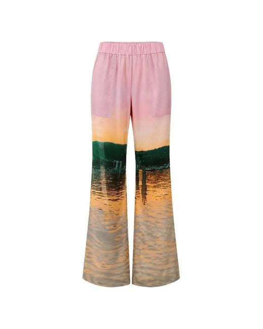 Silvia Tcherassi Pink Nerea Landscape-Print Trousers