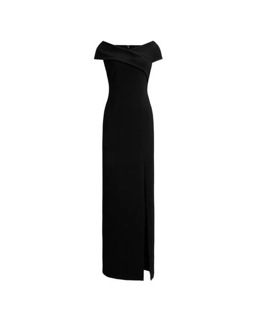 Ralph Lauren Black Off-The-Shoulder Crisscross Maxi Dres
