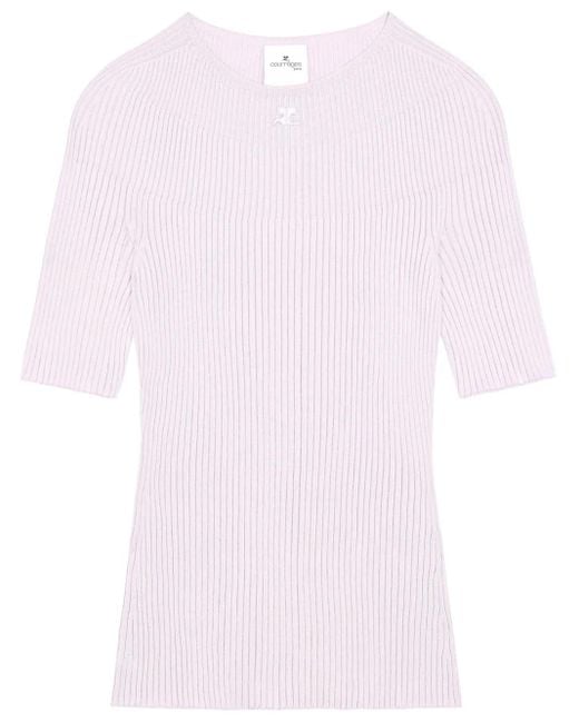 Courreges Pink Solar Ribbed Sweater