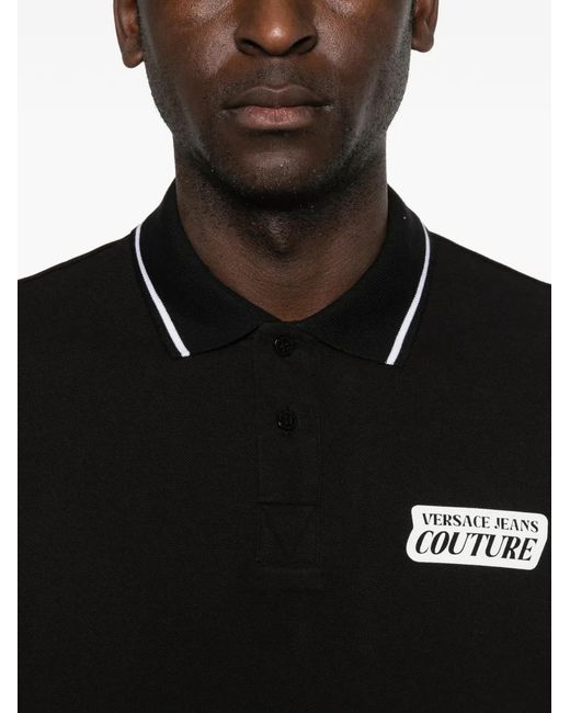 Versace Jeans Couture Black Logo-Detail Polo Shirt for men