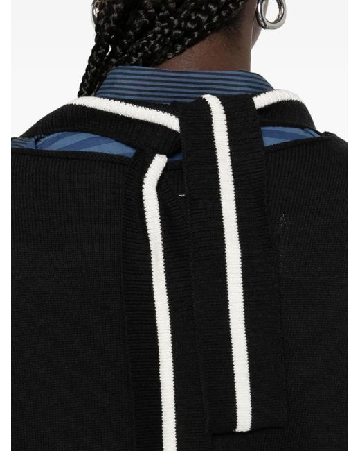 MM6 by Maison Martin Margiela Top Met Geborduurd Logo En V-Hals in het Black
