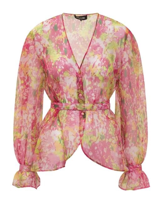 Del Core Pink Floral-Print Blouse