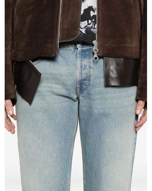 Aries Blue Tyrone Distressed Low-Rise Jeans