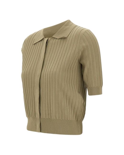 Liu Jo Green Rib Knit Short-Sleeve Cardigan